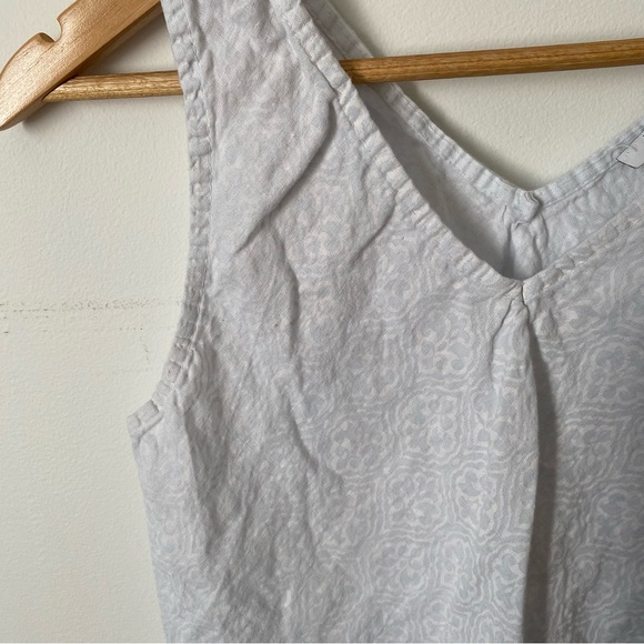 KAKTUS White patterned 100% Linen V-neck Sleeveless Blouse marked XL fits Small - Picture 3 of 6